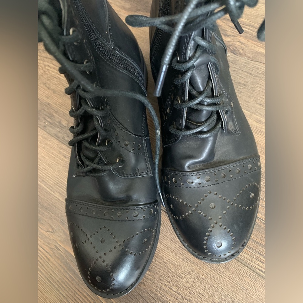 Black Lace-Up Ankle Boots - Picture 3 of 13